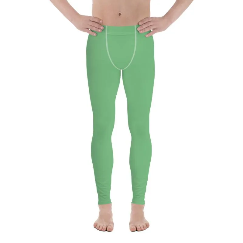 Fern Green Solid Color Meggings, Compression Men Tights Comfy Sexy Men's Premium Best Leggings