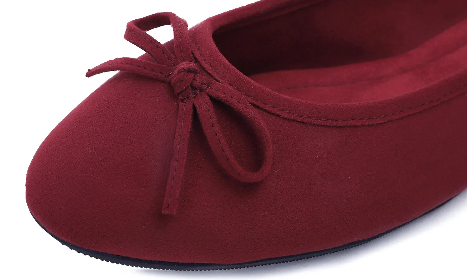 Feversole Women's Macaroon Faux Suede Memory Foam Cushion Insock Soft Ballet Flat Burgundy