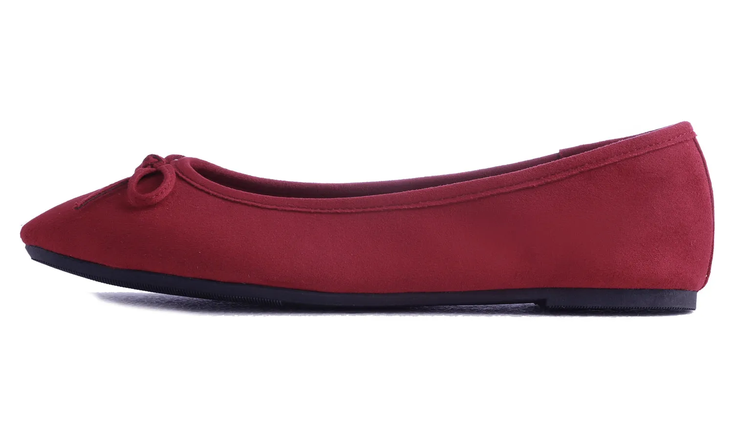 Feversole Women's Macaroon Faux Suede Memory Foam Cushion Insock Soft Ballet Flat Burgundy