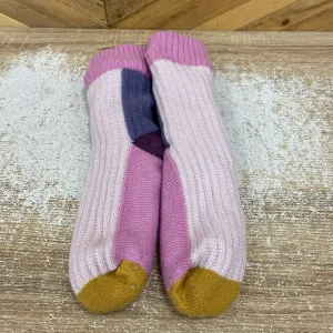 Fleece-Lined Knit Socks: Pink / White-unisex-