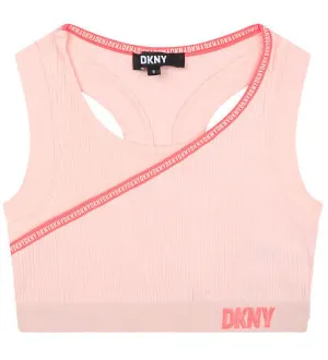 Girls Pink Striped Crop Top