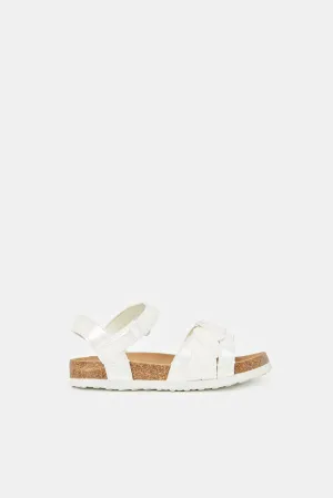 Girls White Embellished Cork Sandal