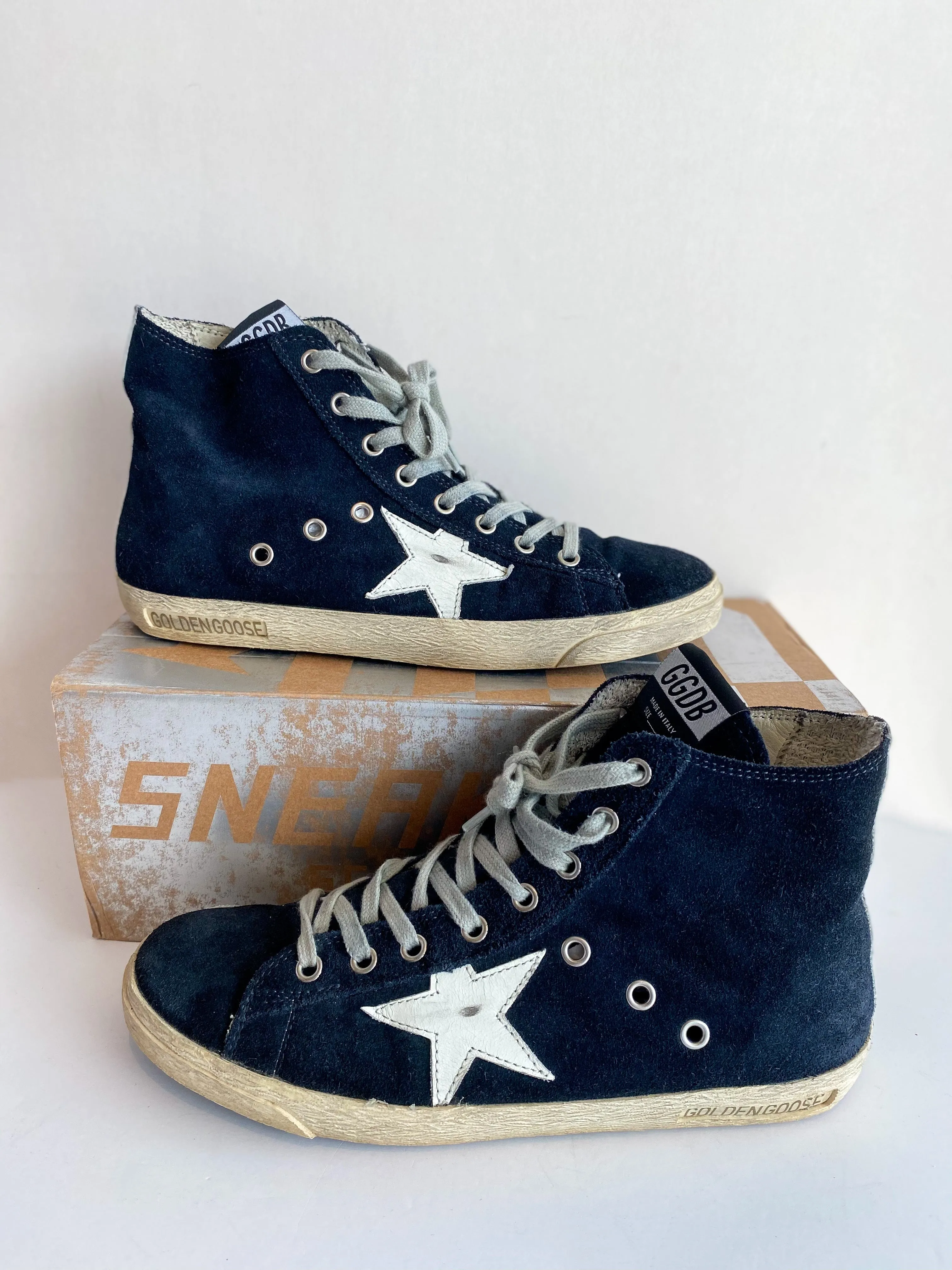 Golden Goose Francy Blue Suede Sneakers