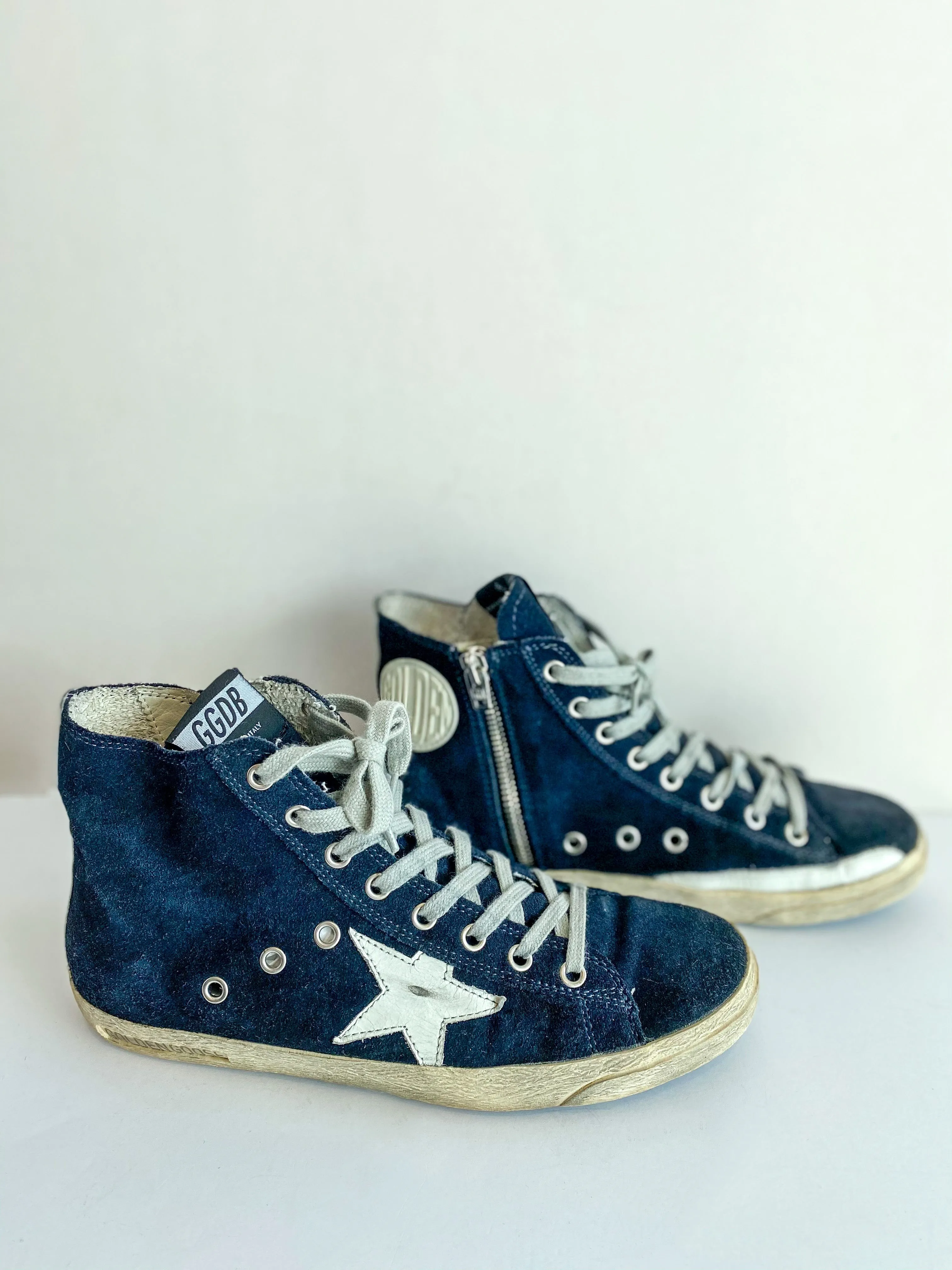 Golden Goose Francy Blue Suede Sneakers