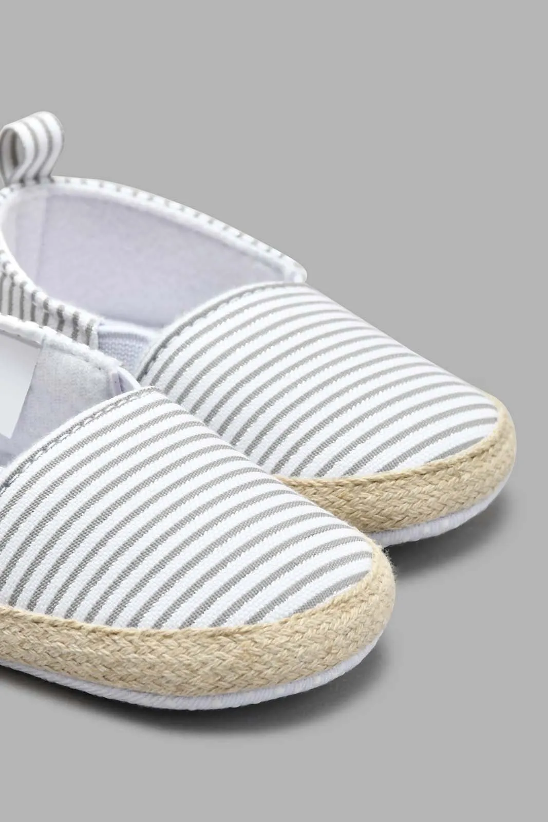 Grey Striped Pram Shoe