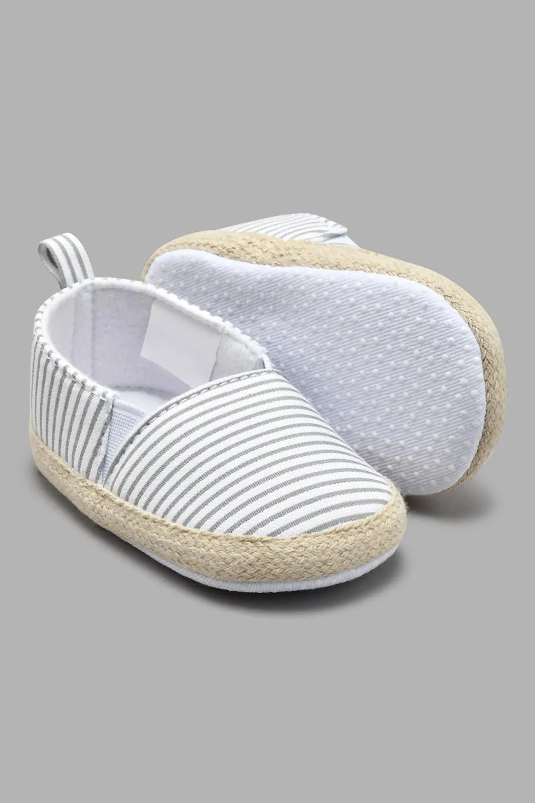 Grey Striped Pram Shoe