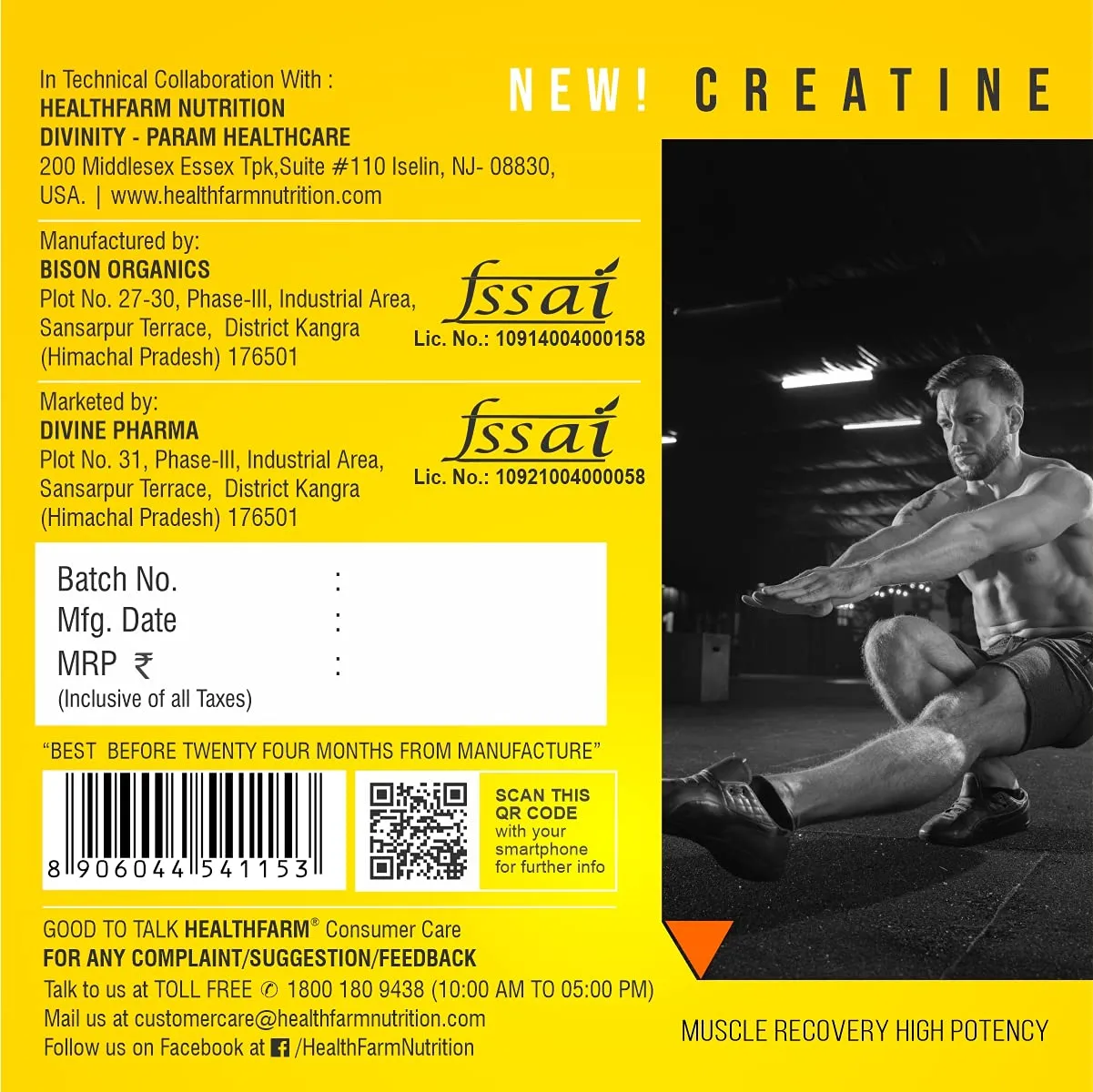 Healthfarm Creatine Monohydrate Powder - 3g of Micronized Creatine Powder per Serving, Creatine Pre Workout, Creatine for Building Muscle, Creatine Monohydrate (250 gram)