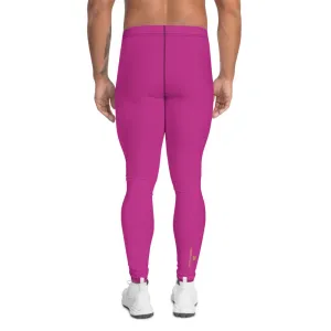 Hot Pink Solid Color Meggings, Designer Solid Color Men's Leggings Compression Tights-Made in USA/EU