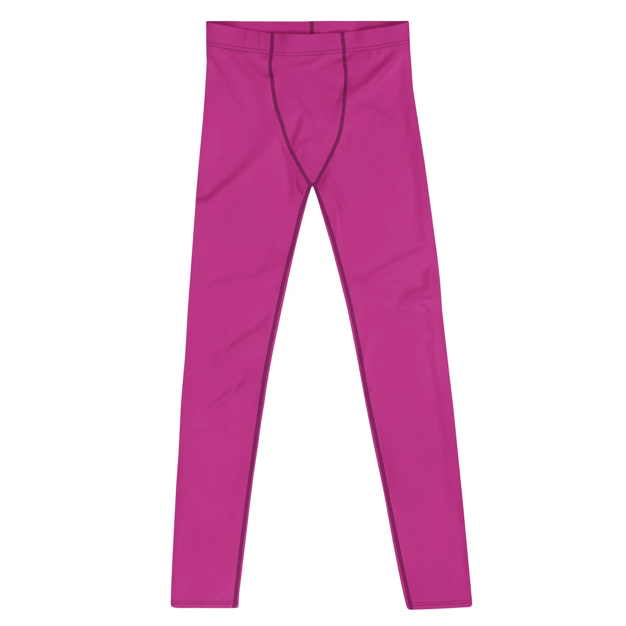 Hot Pink Solid Men's Leggings, Solid Pink Color Men's Tights Compression Pants - Made in USA/EU/MX