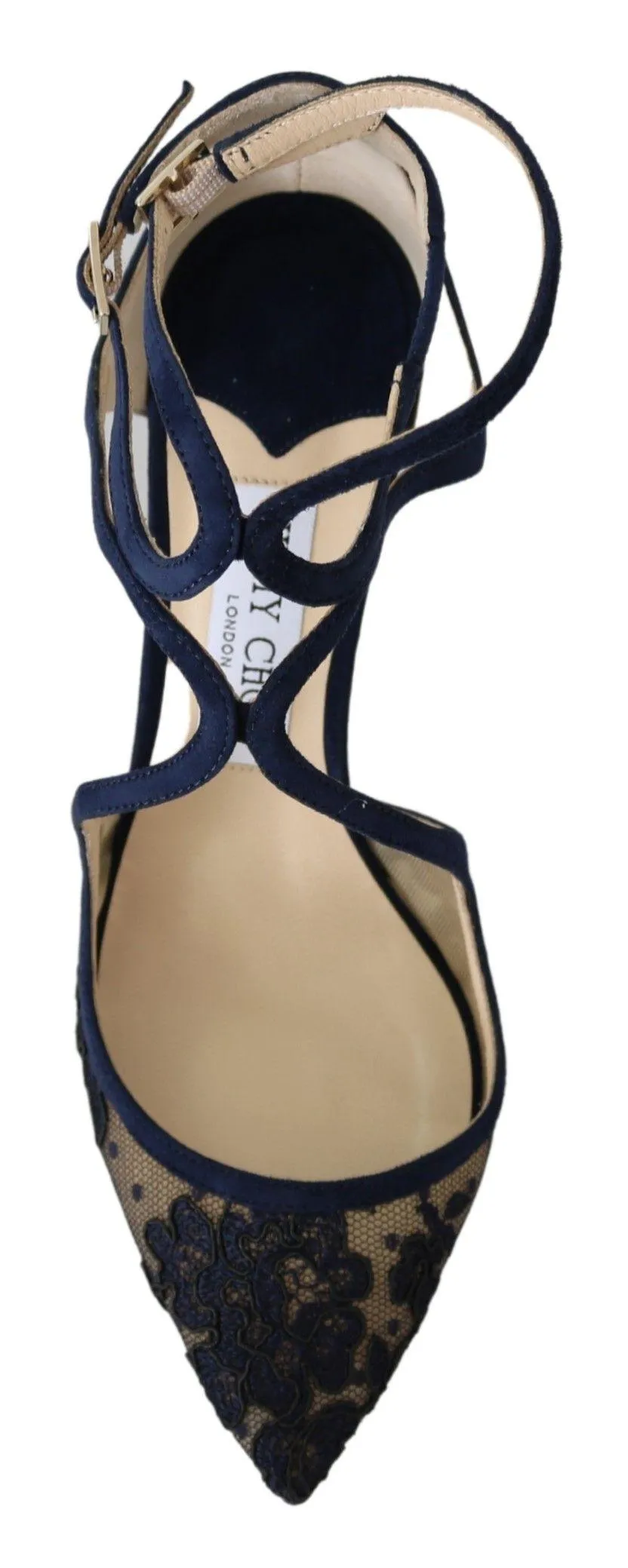 Jimmy Choo Navy Blue Lancer 85 Sandals Pumps