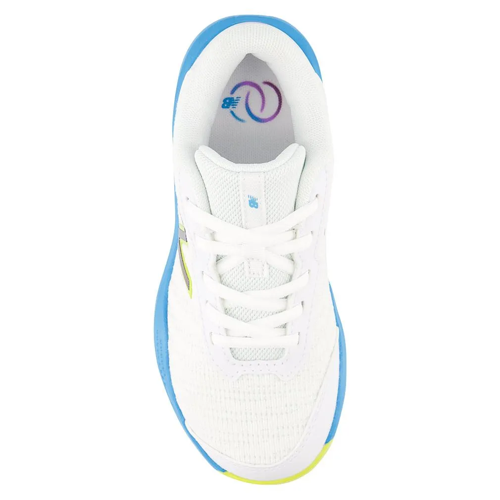 Juniors` 996v5 Tennis Shoes White and Spice Blue