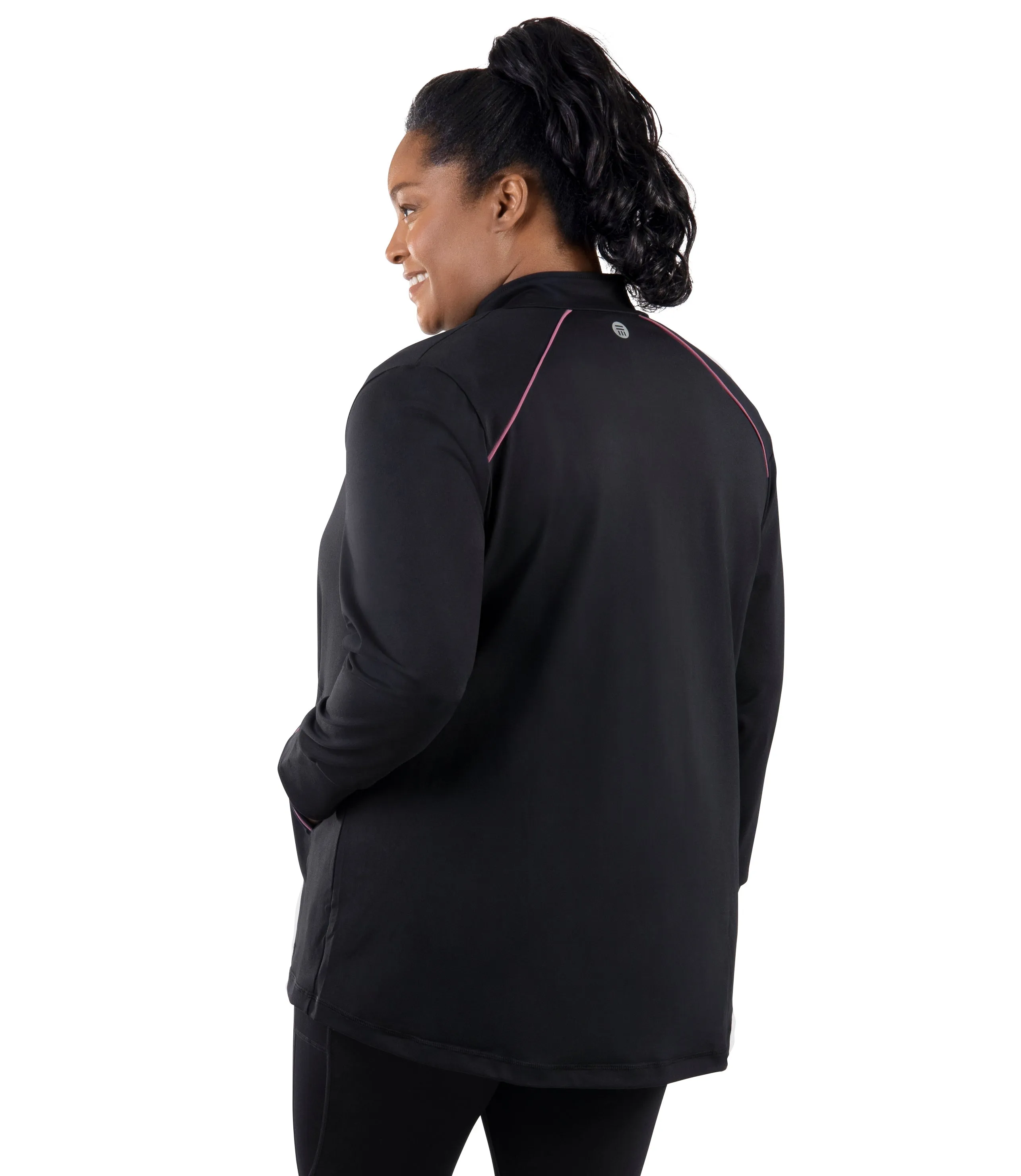 JunoStretch Mock Neck Jacket Black with Warm Mauve