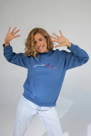 Kindness Always Embroidered Sweatshirt-Indigo Blue