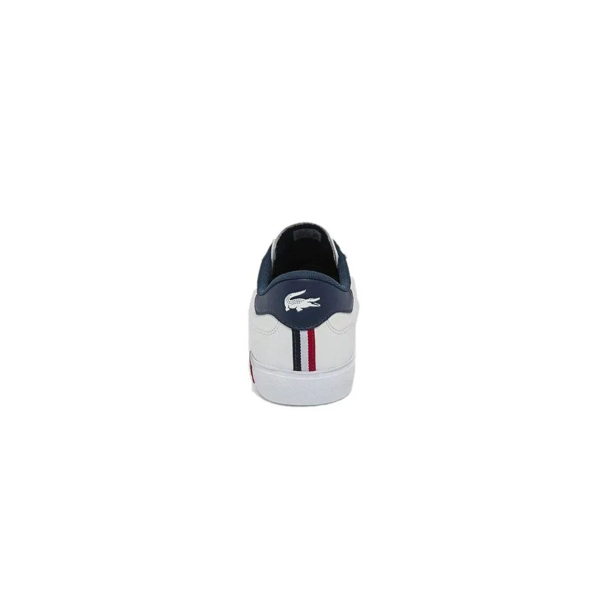 LACOSTE White/Navy/Red Leather Lifestyle Shoes