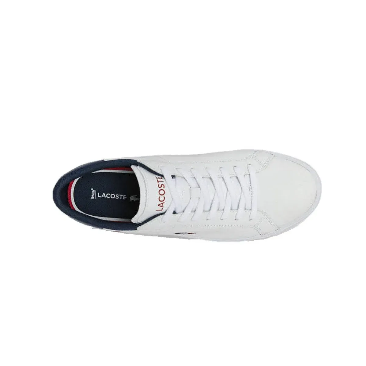 LACOSTE White/Navy/Red Leather Lifestyle Shoes