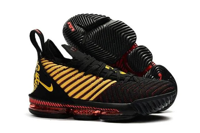 LeBron 16 King Black Gold Red Men's Basketball Shoes