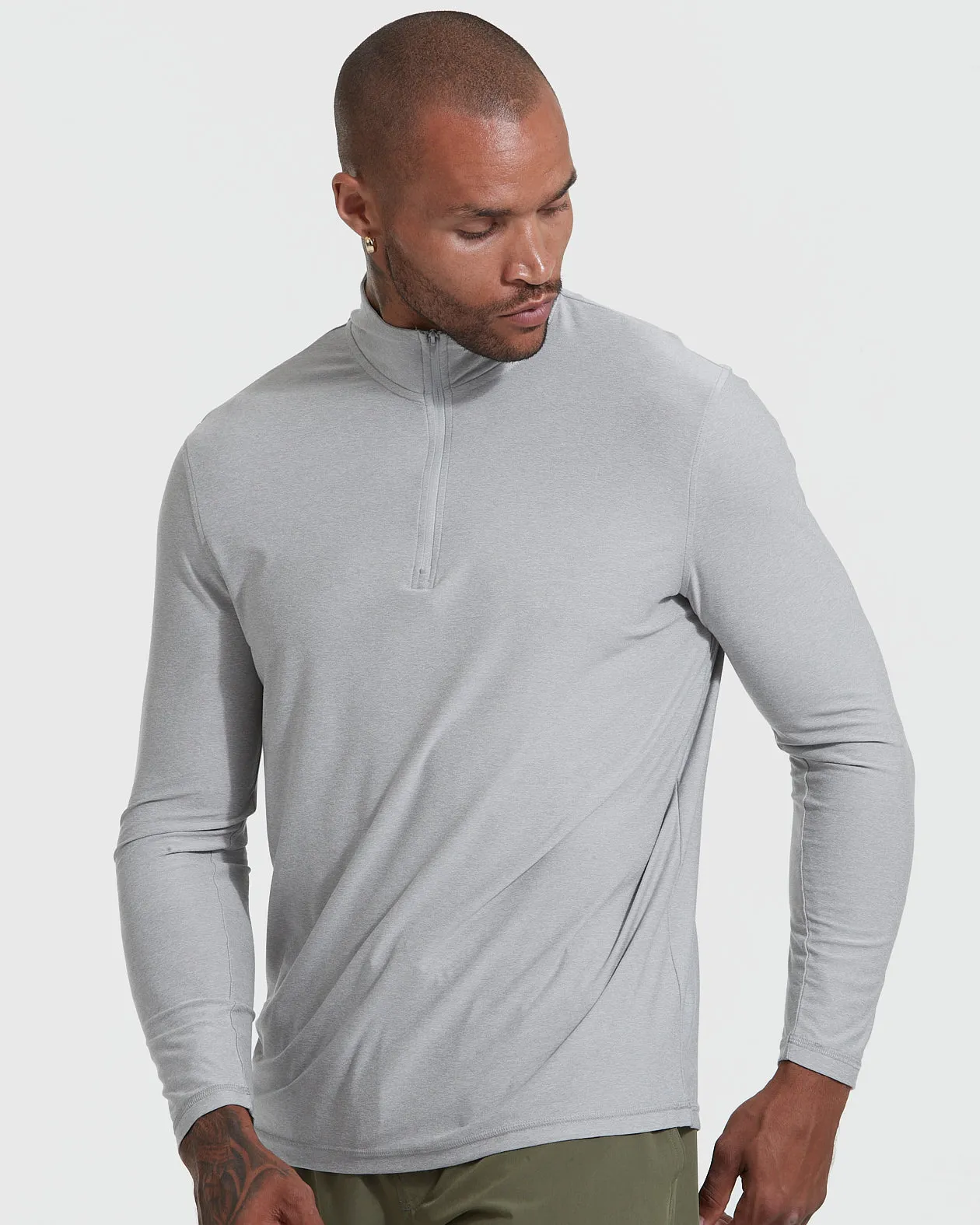 Light Heather Gray Active Quarter Zip Shirt