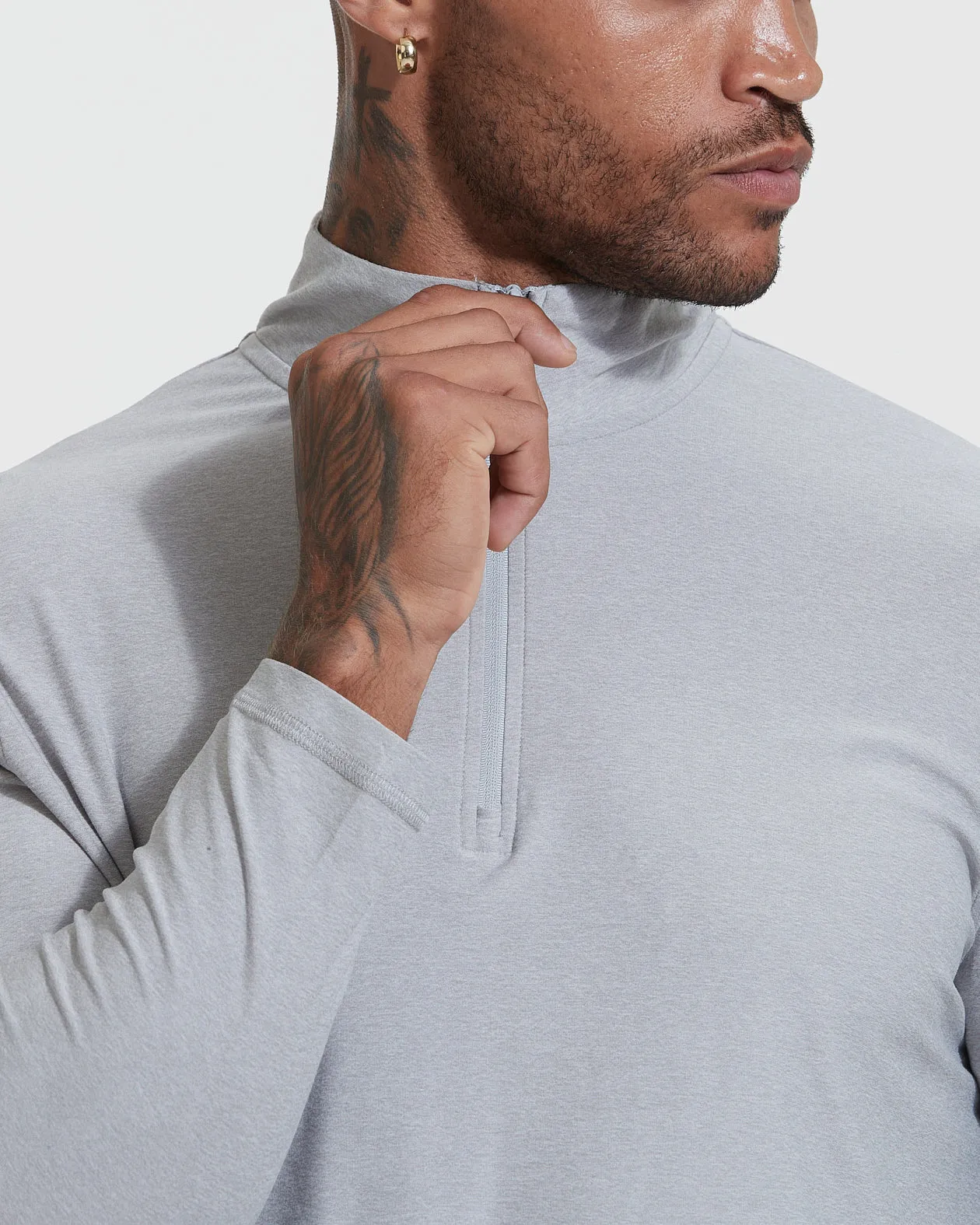 Light Heather Gray Active Quarter Zip Shirt