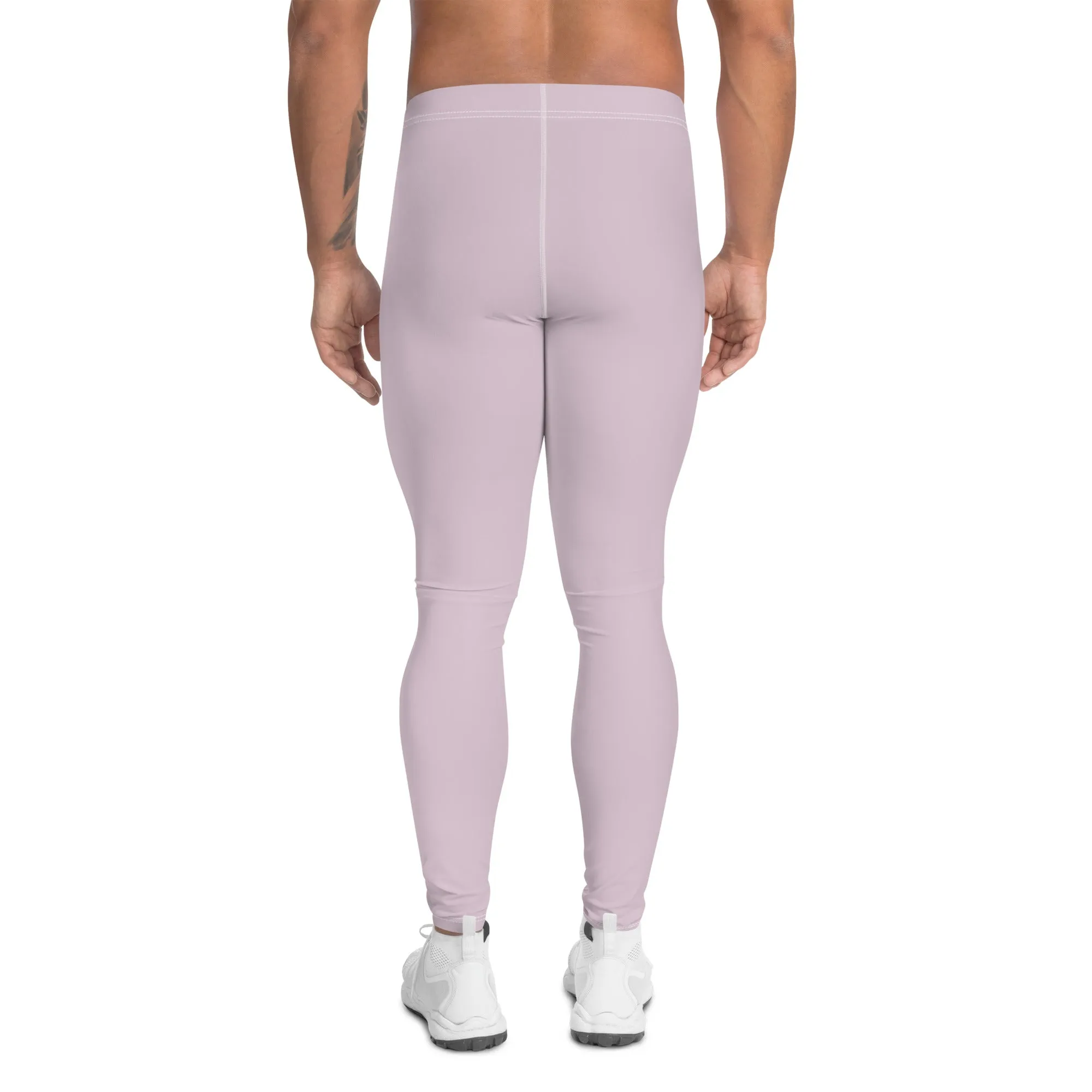 Light Pink Solid Color Meggings, Solid Pink Color Premium Quality Best Designer Men's Leggings - Made in USA/EU/MX