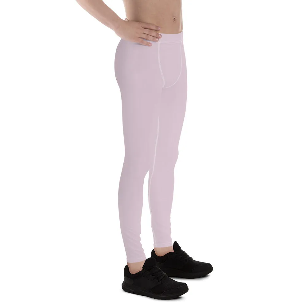 Light Pink Solid Color Meggings, Solid Pink Color Premium Quality Best Designer Men's Leggings - Made in USA/EU/MX