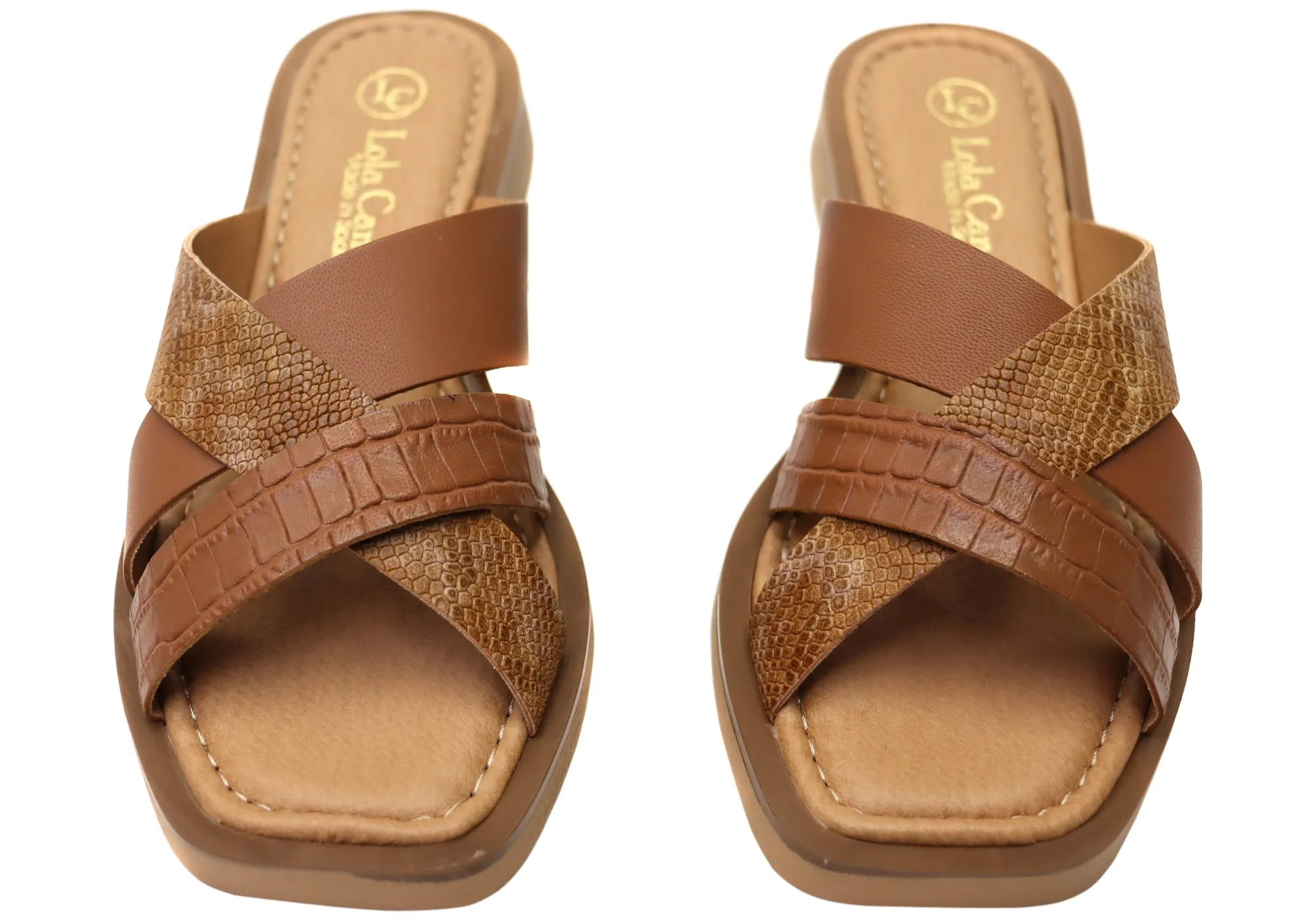 Lola Canales Nelli Womens Comfort Leather Slides Sandals Made In Spain