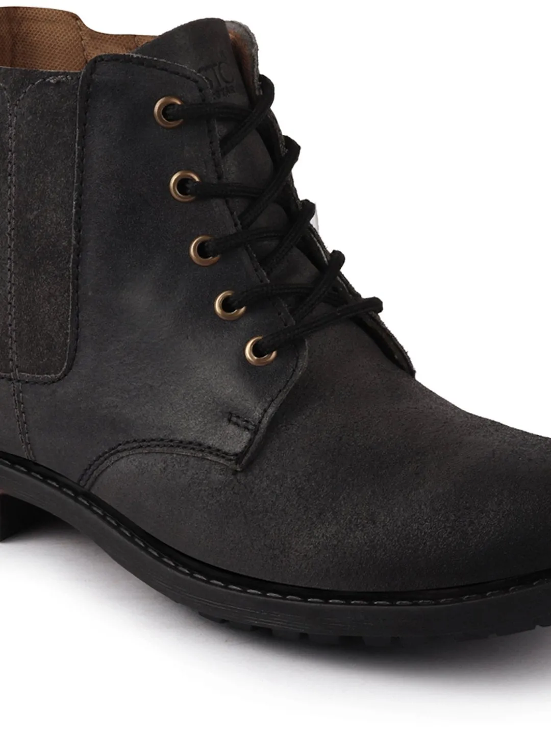 Men Black Outdoor Chelsea Leather Boots