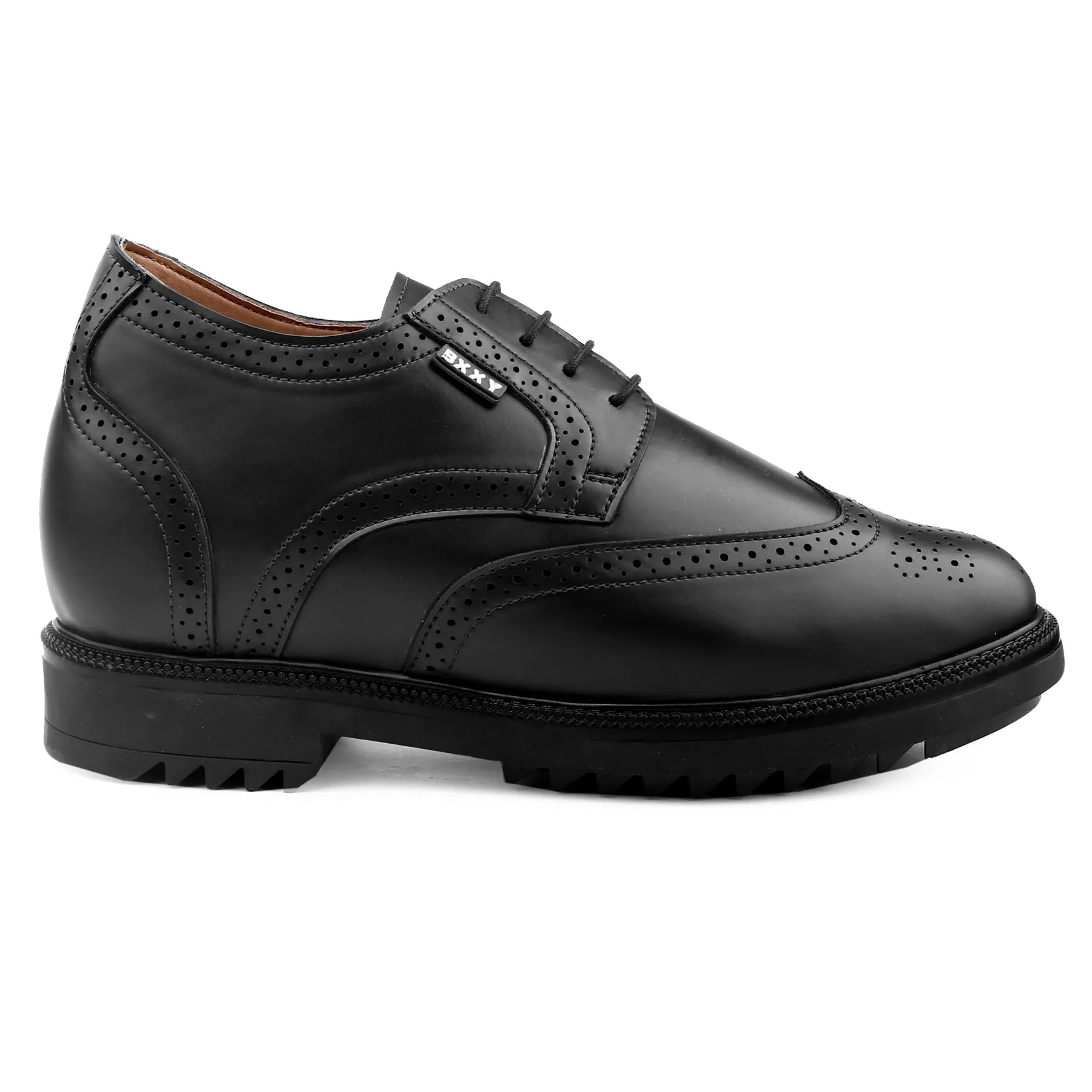 Men's 3.5 Inch Hidden Height Increasing Vegan Leather Brogue Shoes