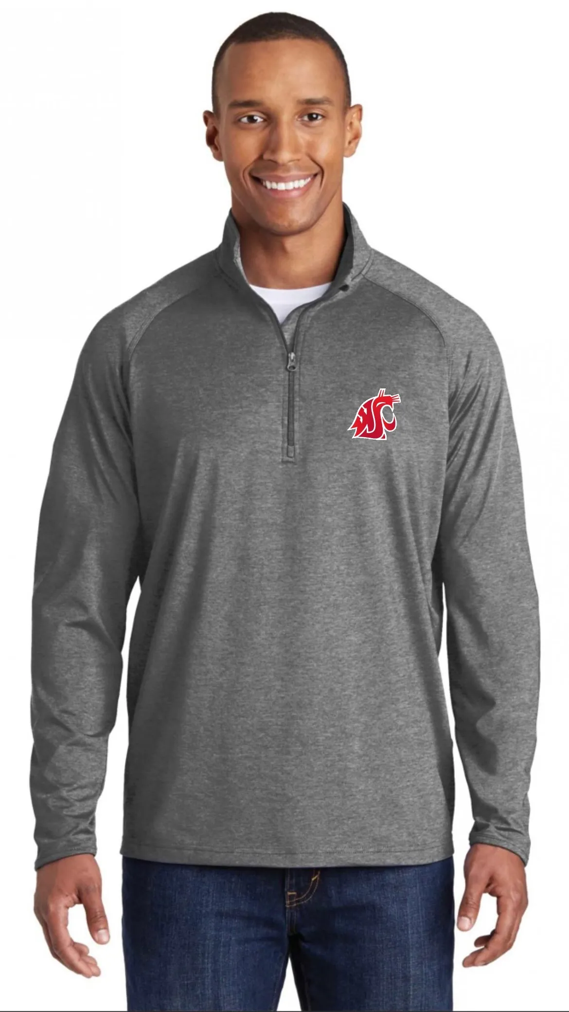 Men's Heathered Grey Sport-Tek 1/4 Zip Pullover