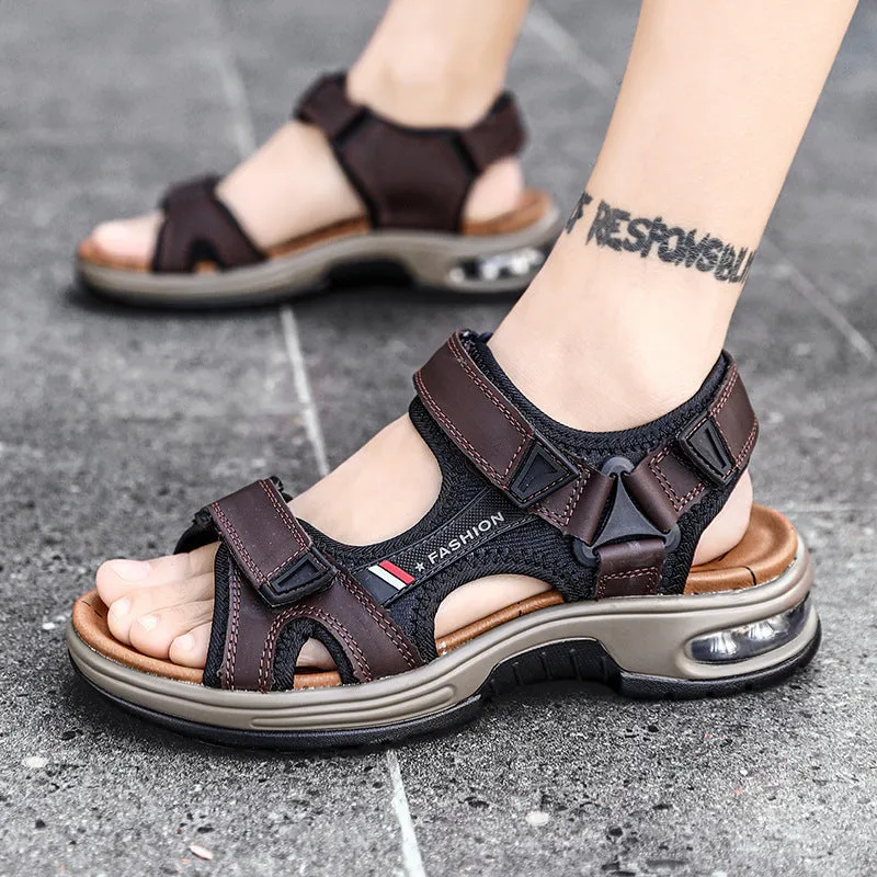 Men's Sandals Casual Shoes Outdoor Leather Beach Shoes Men's Cushion Soft Sole