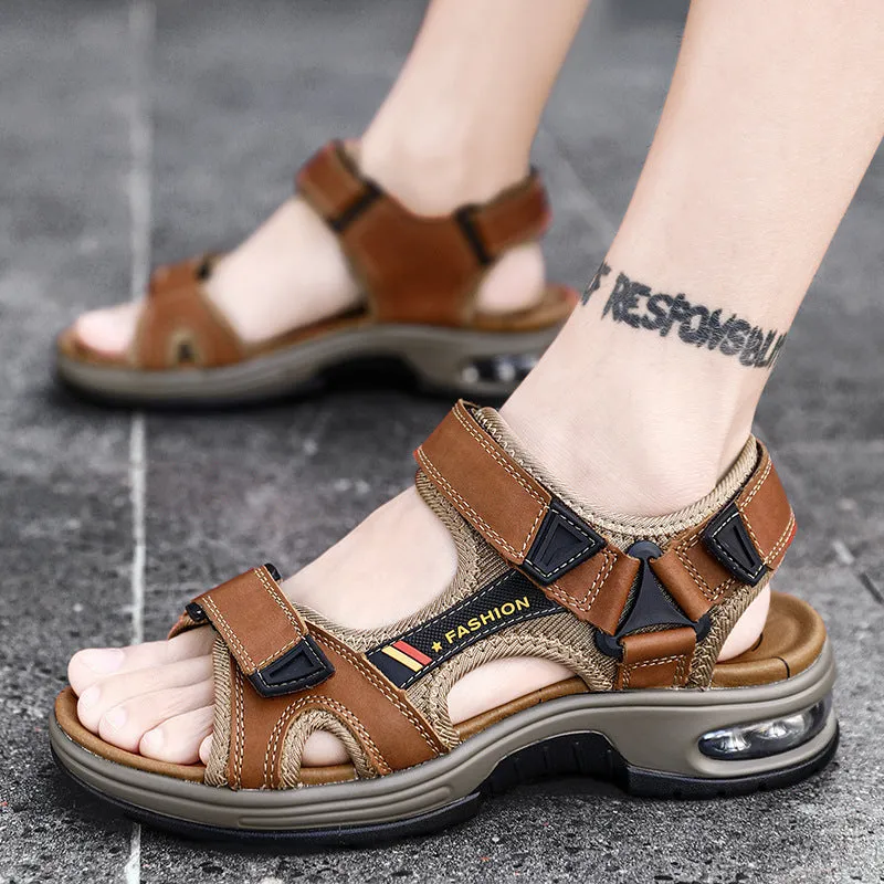 Men's Sandals Casual Shoes Outdoor Leather Beach Shoes Men's Cushion Soft Sole