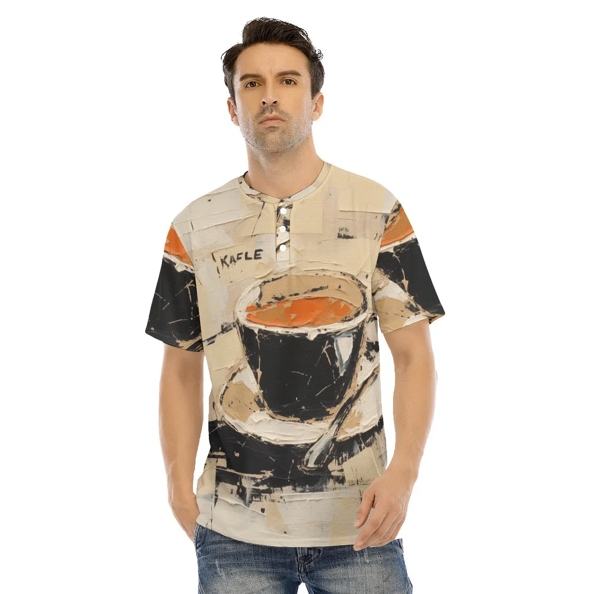 Men's Short Sleeve T-shirt With Button Closure #y211