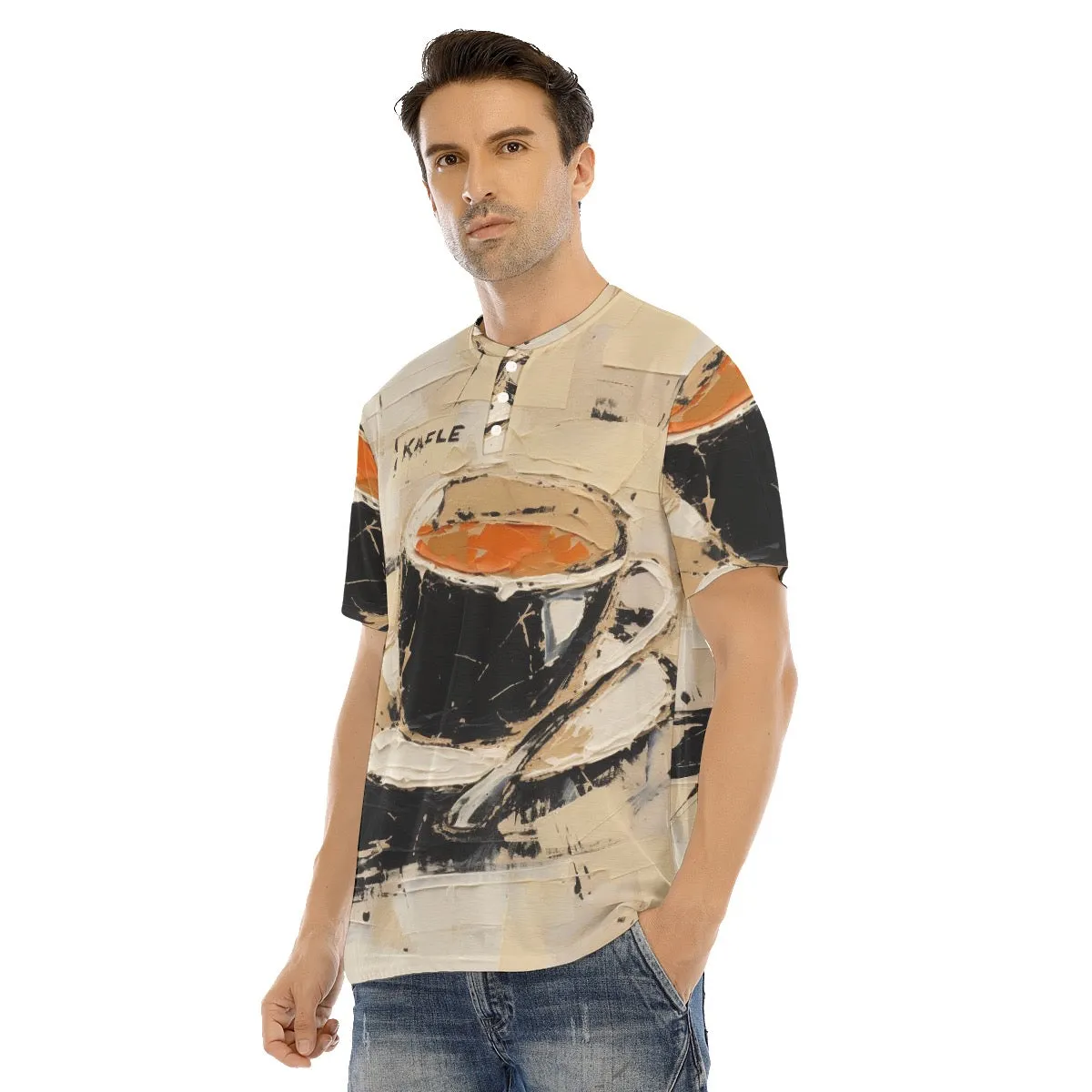 Men's Short Sleeve T-shirt With Button Closure #y211