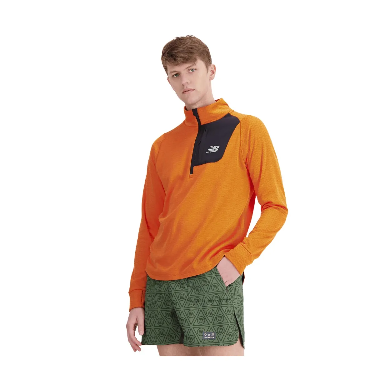 New Balance Heat Grid Half Zip Jacket Orange