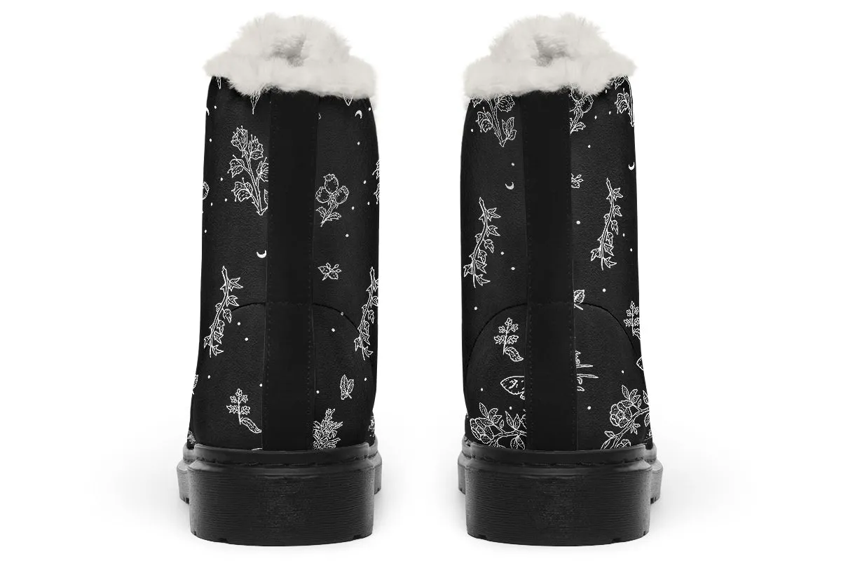 Nightshade Winter Boots - Warm Micro-Suede Doc-Style Boots Lined with Vegan Wool