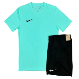 Nike Dri-Fit Tshirt / Shorts Set - Hyper Turquoise / Black