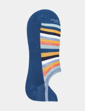 No Show Sneaker Rainbow Stripe Socks | Denim/Orange