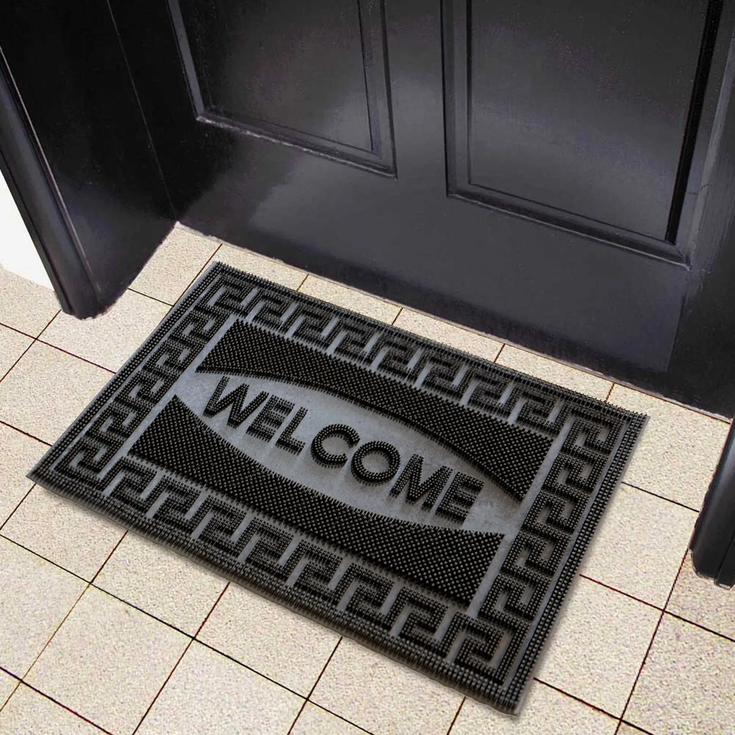 OnlyMat Welcome Rubber Pin Mat - 40cm x 60cm - Indoor / Outdoor, Waterproof