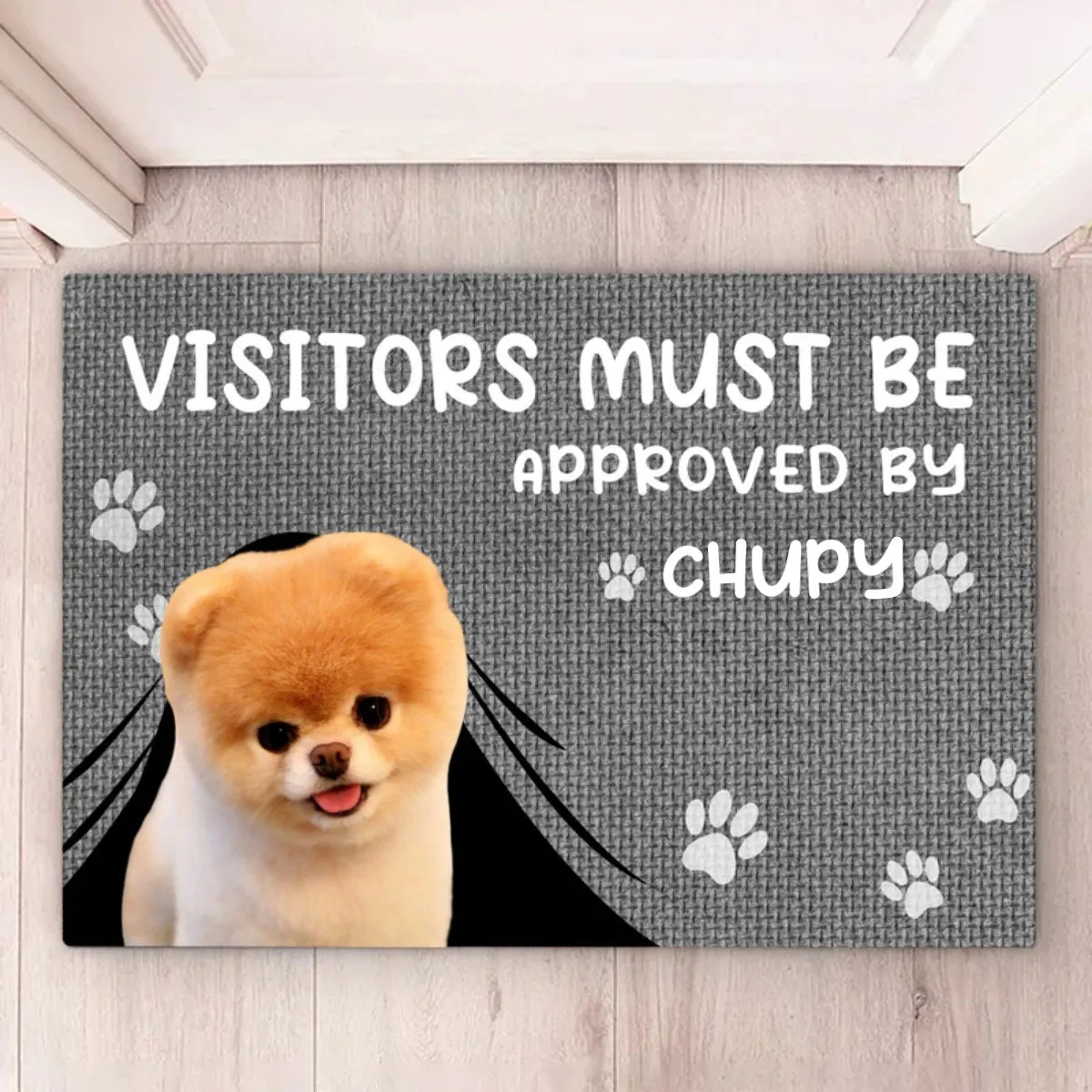 Pet Lovers - Custom Photo Visitors Must Be Aapproved By This Dog - Personalized Doormat (TM)