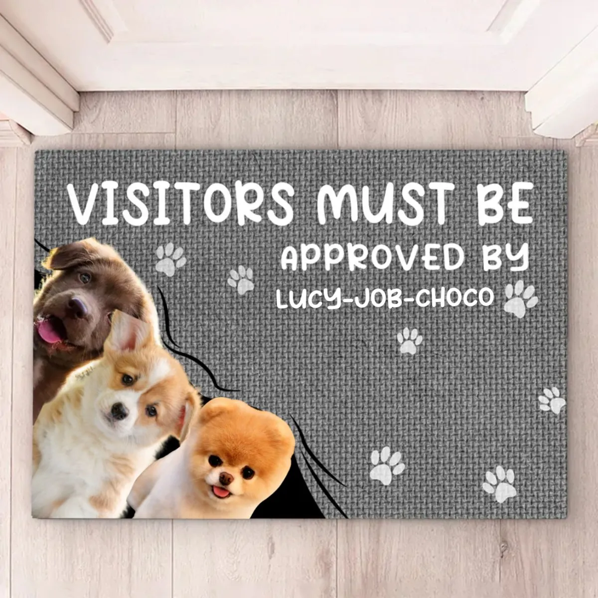 Pet Lovers - Custom Photo Visitors Must Be Aapproved By This Dog - Personalized Doormat (TM)