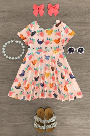 Pink Floral Chicken Dress