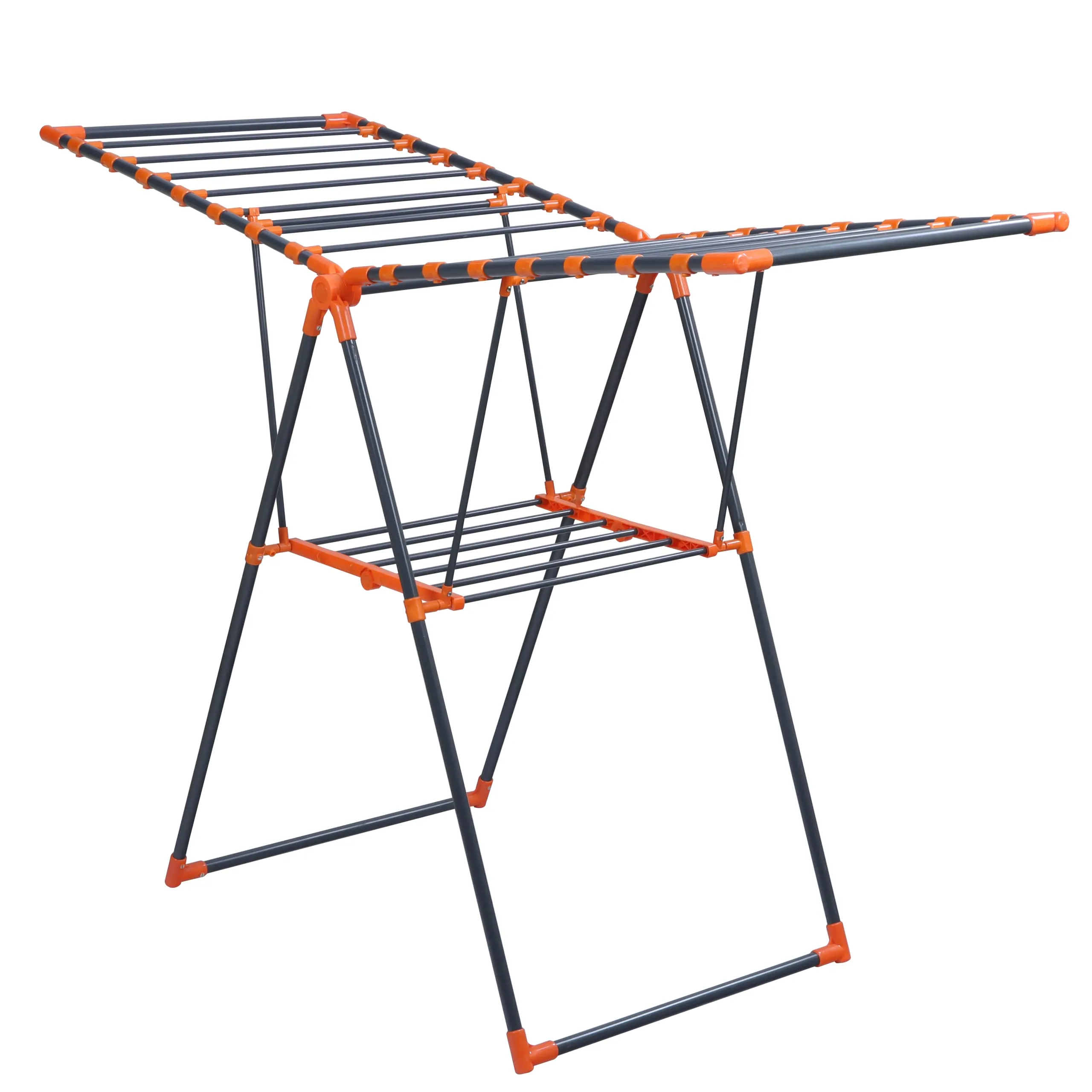 Plantex GI Steel Foldable Cloth Drying Stand/Clothes Rack/Clothes Hanger for Home/Londry Stand for Balcony – (Gray & Orange)