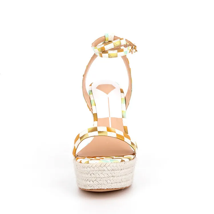 Pre Order:  Checkered Wedge Heel 14CM Sandals