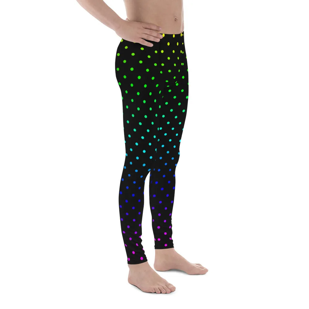 Rainbow Fun Modern Gay Pride Polka Dots Print Men's Leggings Pants-Made in USA/EU