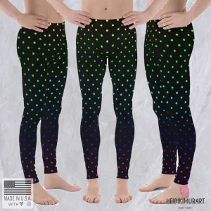 Rainbow Fun Modern Gay Pride Polka Dots Print Men's Leggings Pants-Made in USA/EU