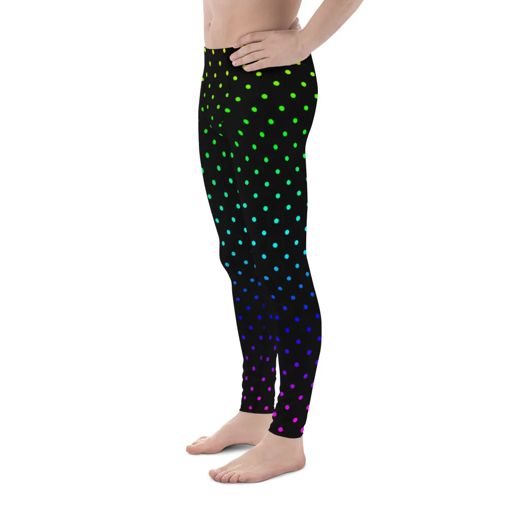 Rainbow Fun Modern Gay Pride Polka Dots Print Men's Leggings Pants-Made in USA/EU