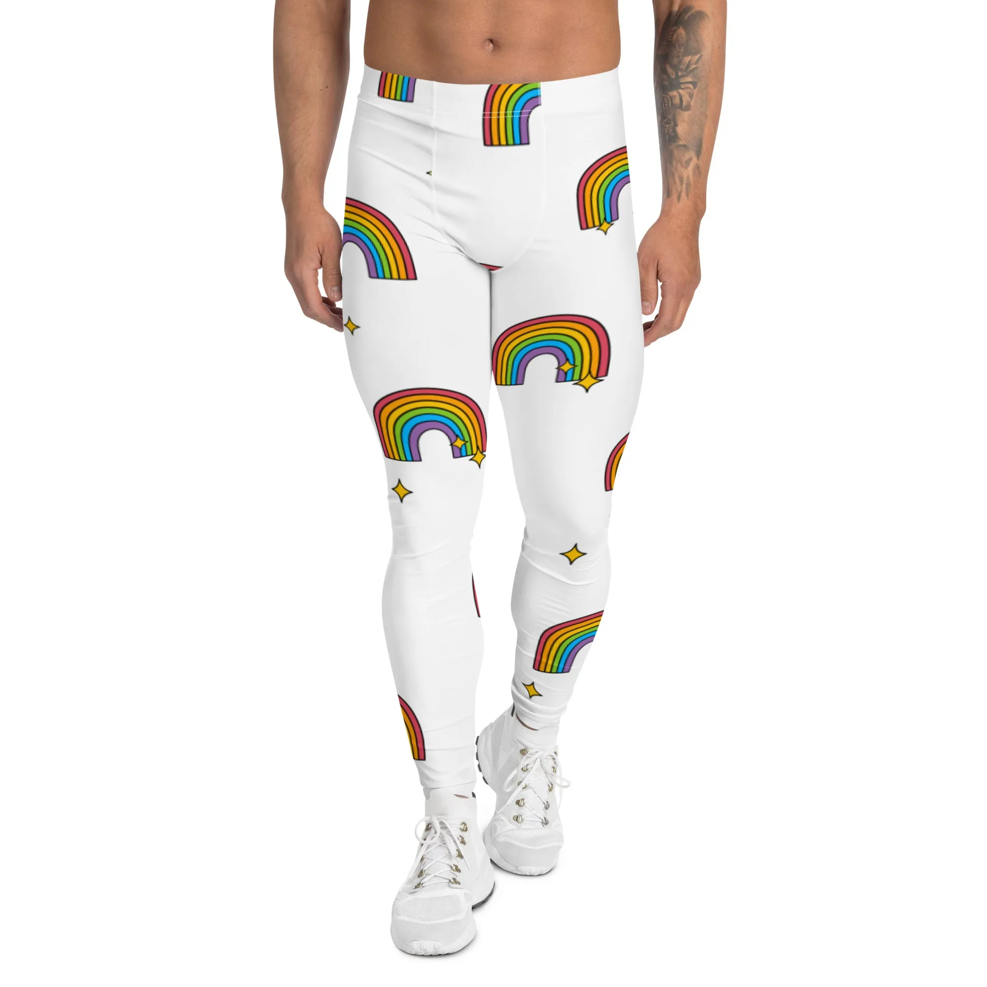 Rainbow Gay Pride Meggings, Best Gay Pride Best Men's Leggings Pride Outfits-Made in USA/EU/MX