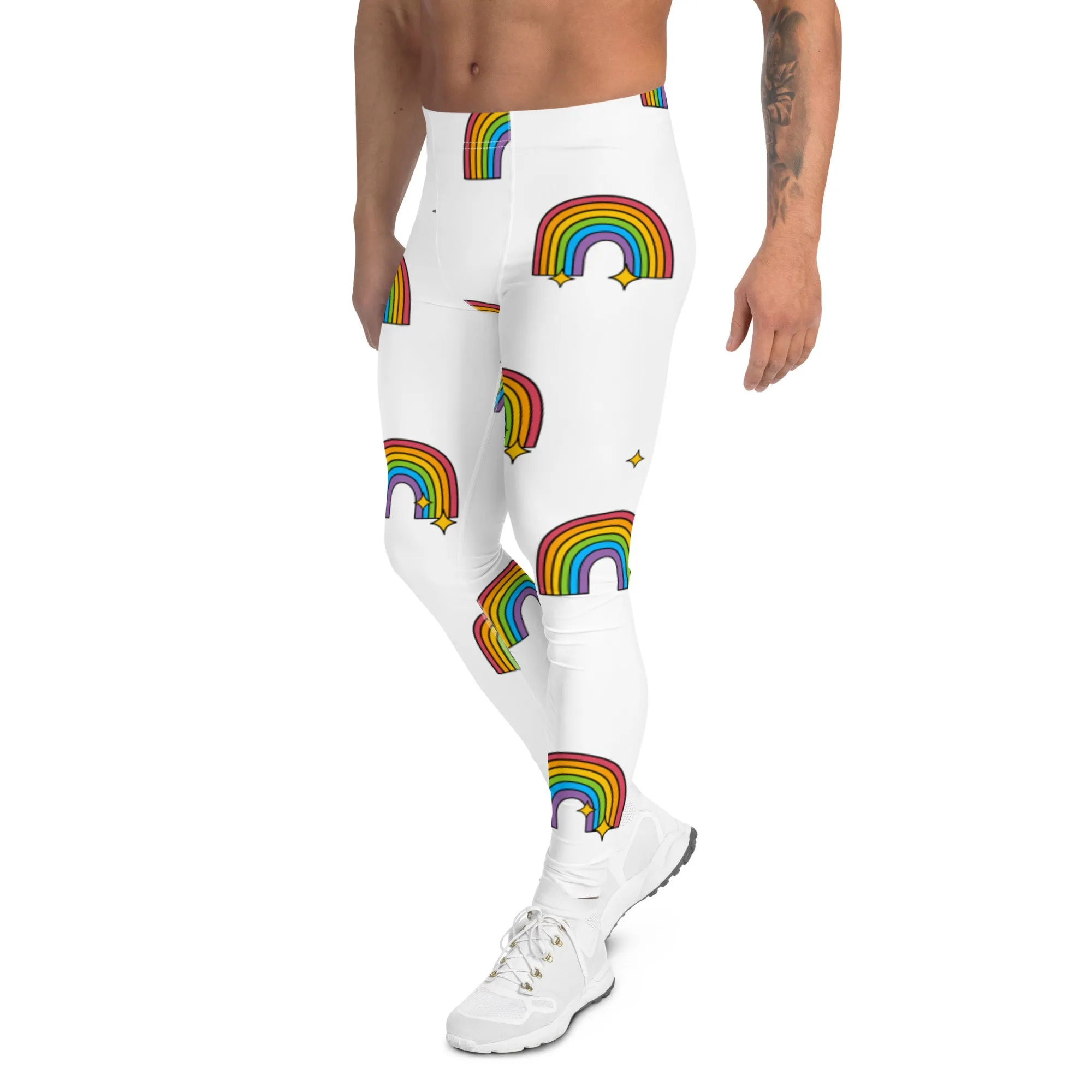 Rainbow Gay Pride Meggings, Best Gay Pride Best Men's Leggings Pride Outfits-Made in USA/EU/MX