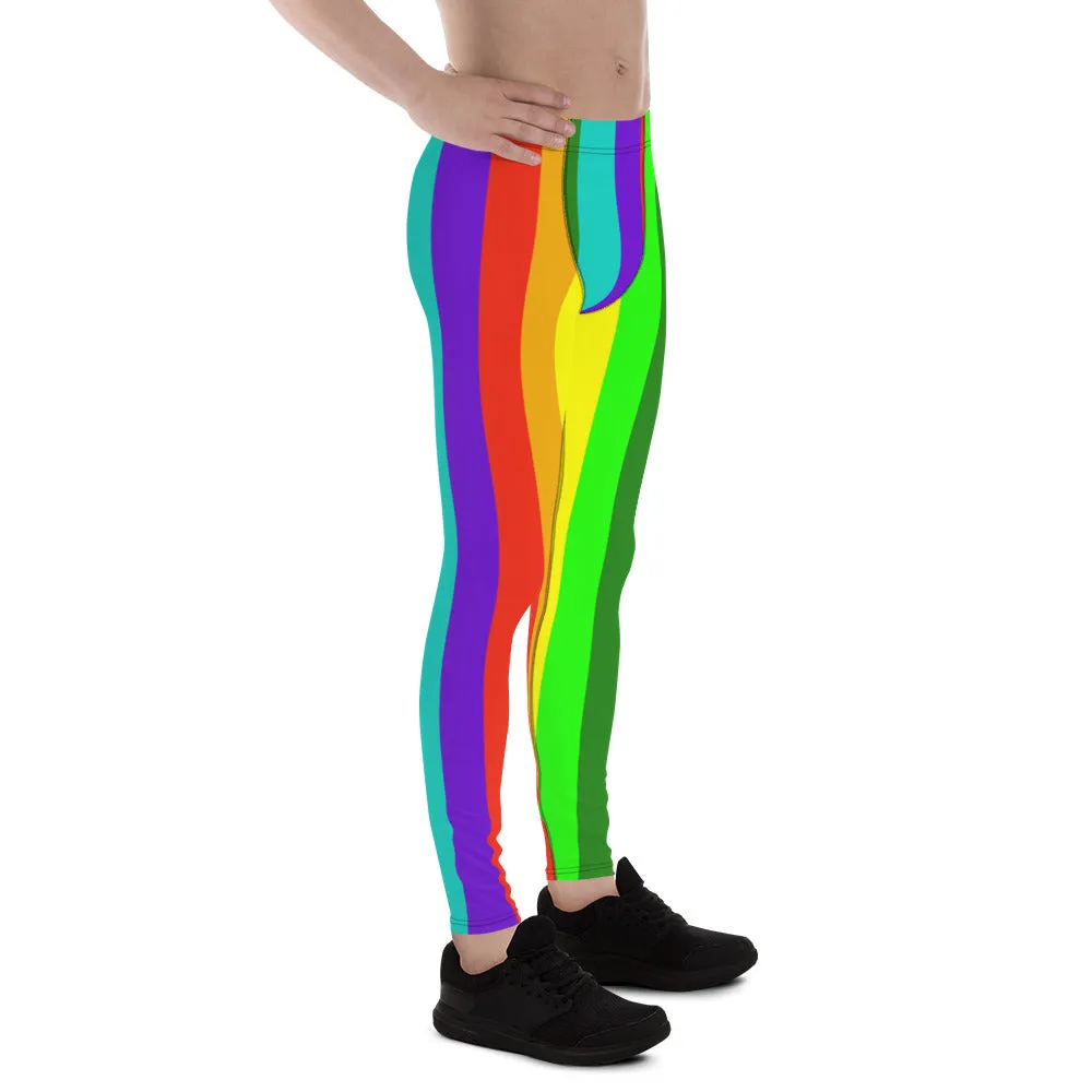 Rainbow Love Men's Tights, Rainbow Lover Men's Running Leggings & Run Tights Meggings Pants - Made in USA/EU