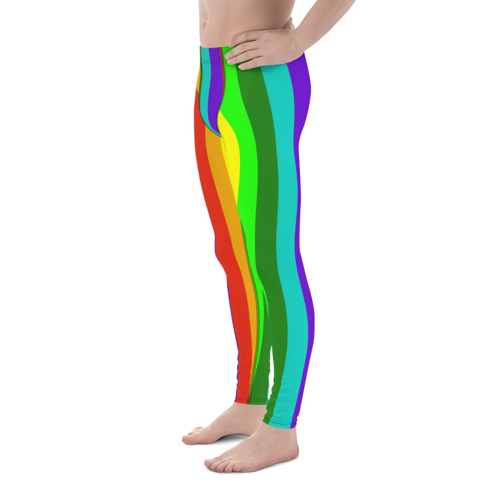 Rainbow Love Men's Tights, Rainbow Lover Men's Running Leggings & Run Tights Meggings Pants - Made in USA/EU