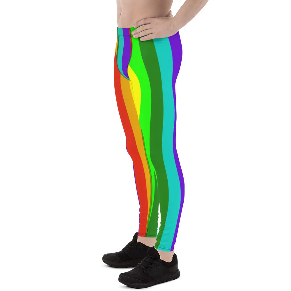 Rainbow Love Men's Tights, Rainbow Lover Men's Running Leggings & Run Tights Meggings Pants - Made in USA/EU